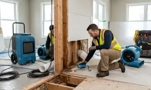 Structural drying equipment removing moisture from a Greenville, SC home after water damage